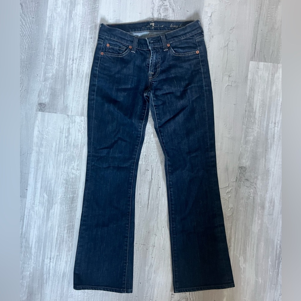 7 For All Mankind dark wash long bootcut jeans size 25